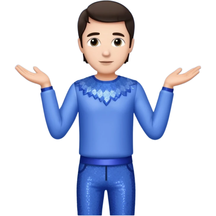 Jeff East, Actor with dark brown hair, periwinkle sequin outfit emoji