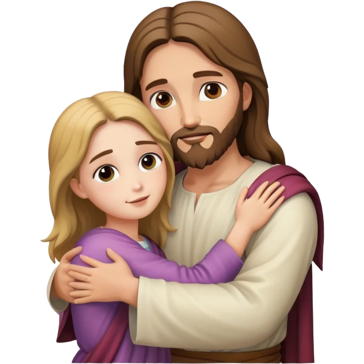 Jesus hugs a girl emoji