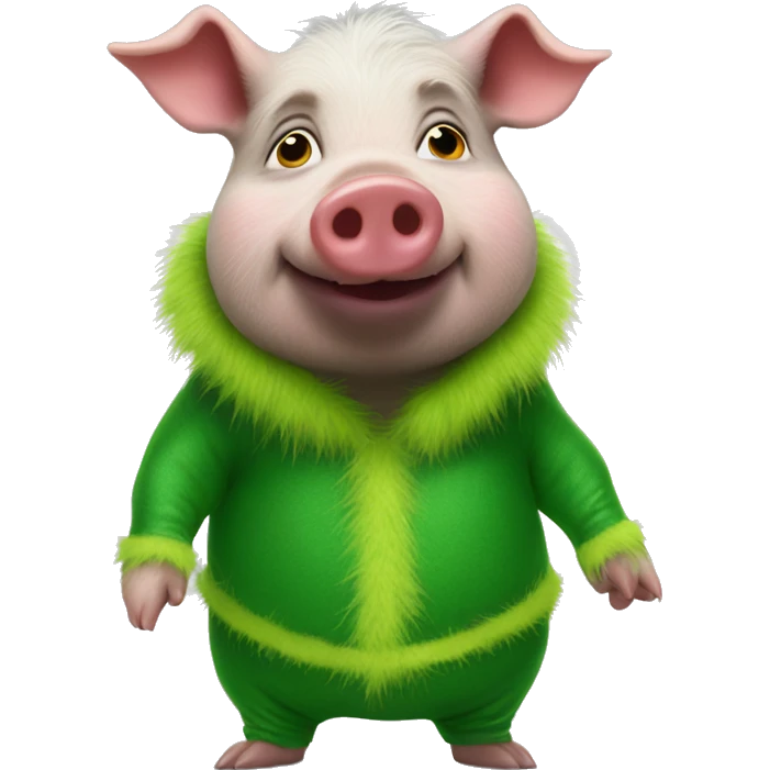 Potbelly pig in a grinch suit emoji