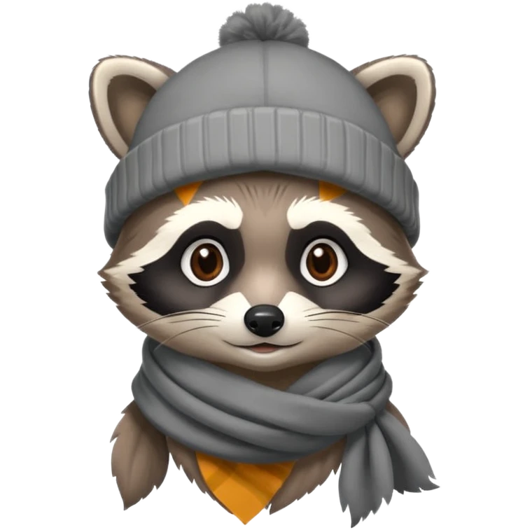 Racoon with scarf and beanie cap emoji