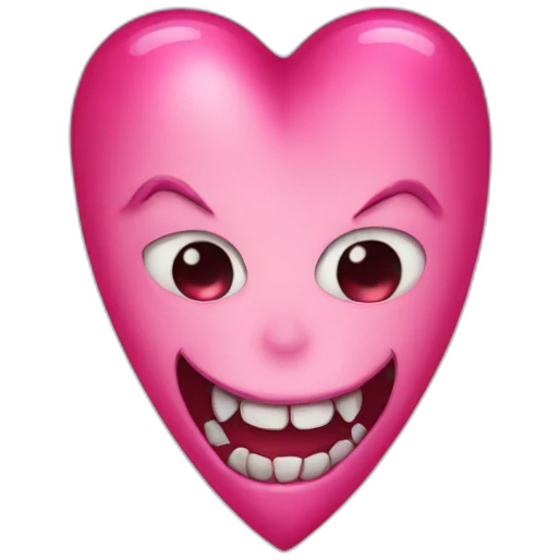 pink heart with dracula teath emoji