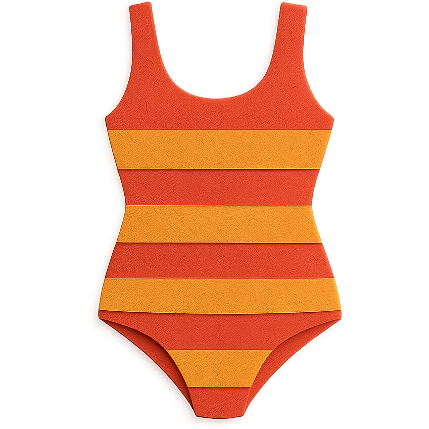 retro striped swimsuit, paper-craft style illustration emoji