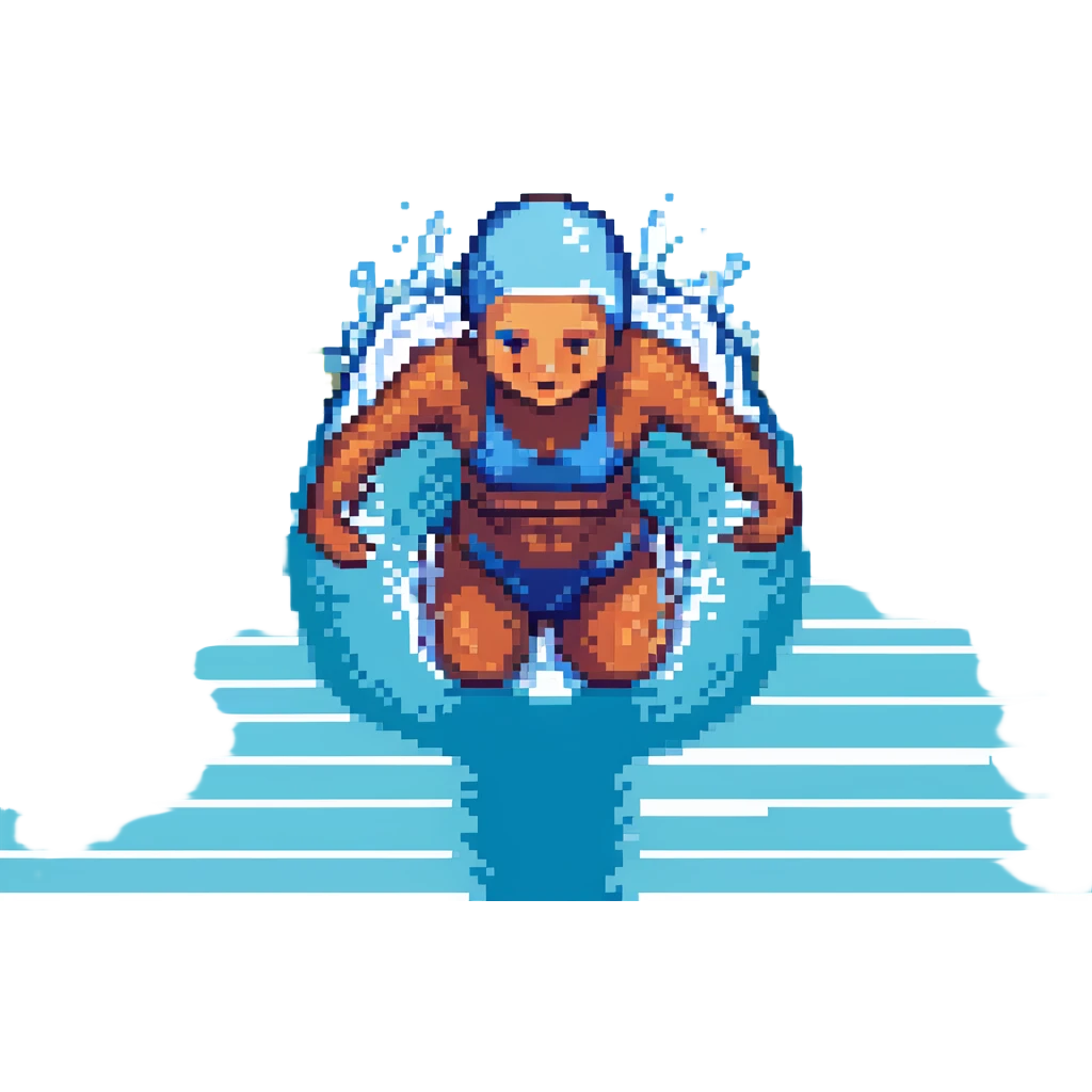 a swimmer doing freestyle stroke, pixel art style emoji