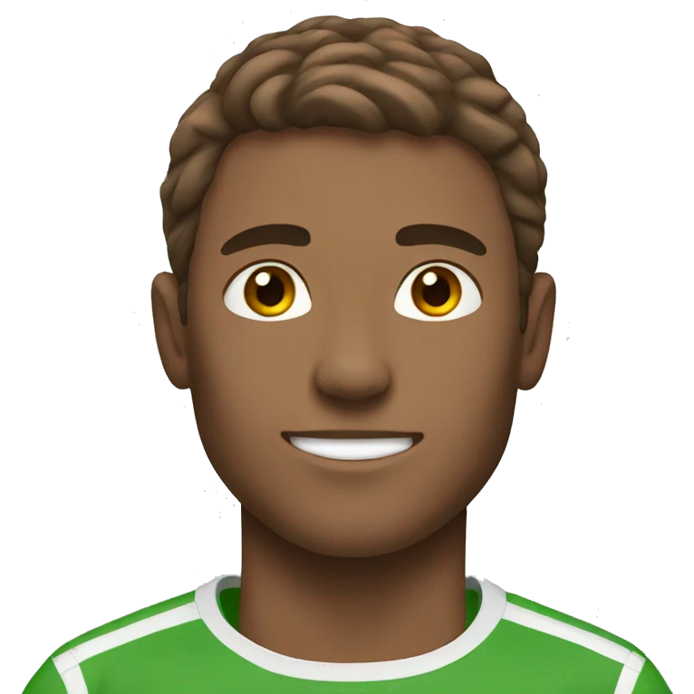 Guy playing soccer brown hair emoji