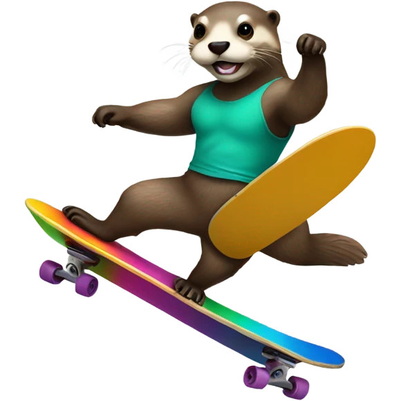 Otter riding a skateboard in a wrestling mask emoji