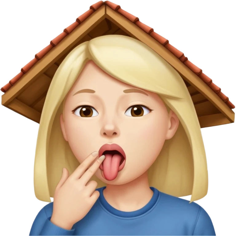 person demonstrating mewing, pressing tongue to roof of mouth, closed lips, neutral expression emoji