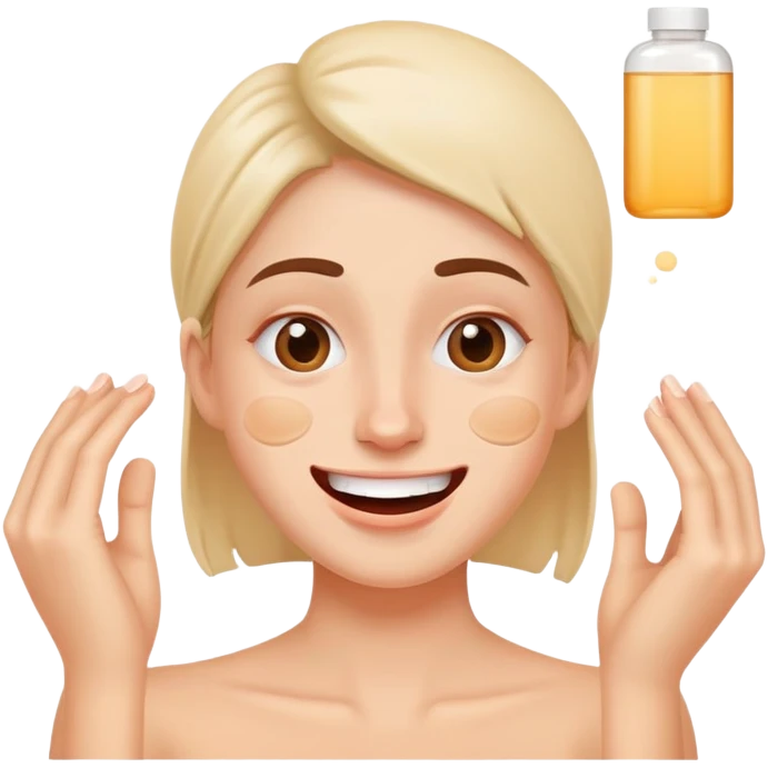 Funny face with uneven skin tone patches reacting to skincare products emoji