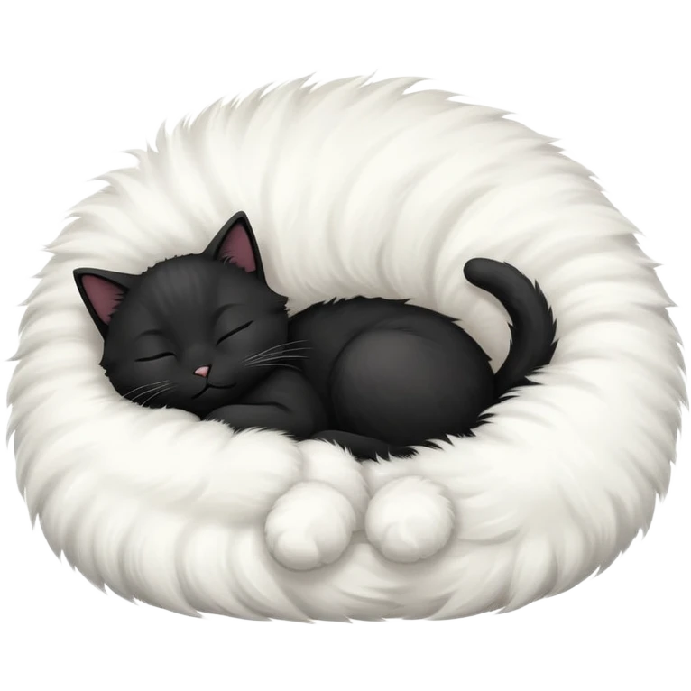 Big black cat is sleeping with a small white cat emoji