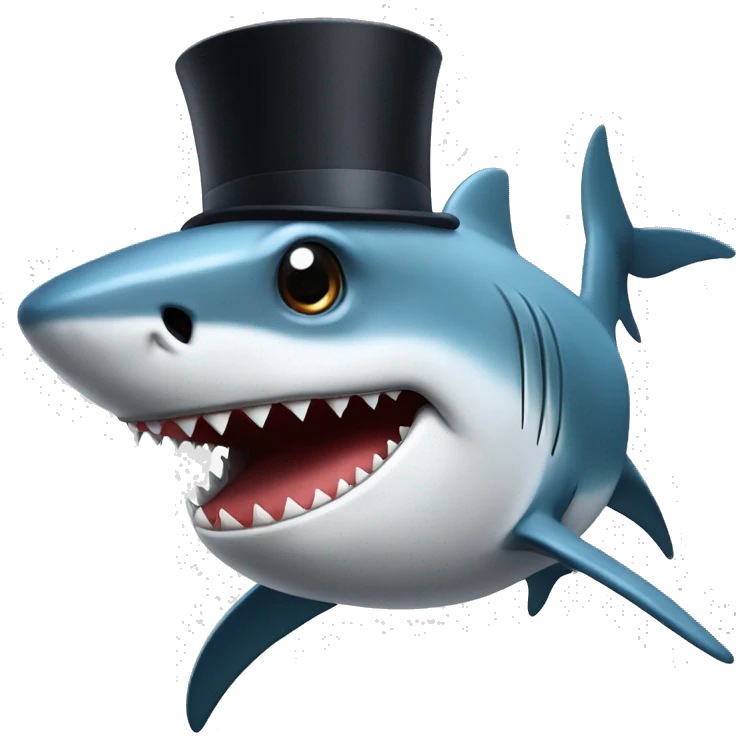 Shark with a top hat emoji