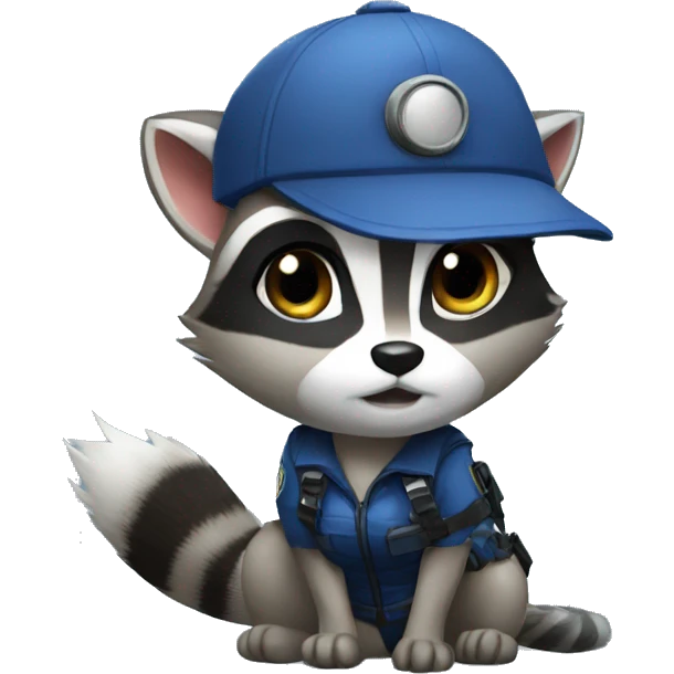 Raccoon cosplaying as Jill valentine emoji