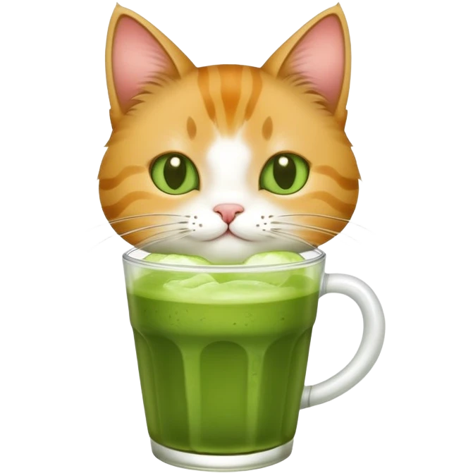 Cat drinking matcha ice tea emoji