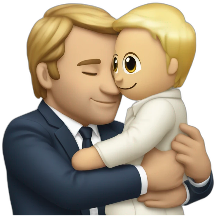 Macron hugging poutine emoji