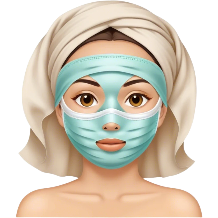 Lady with face mask spa beauty full face relaxing emoji