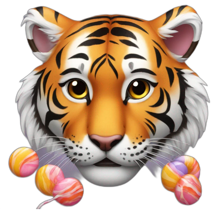 tiger with candy emoji