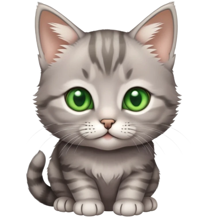 grey cute shorthair tabby kitten green eyes emoji