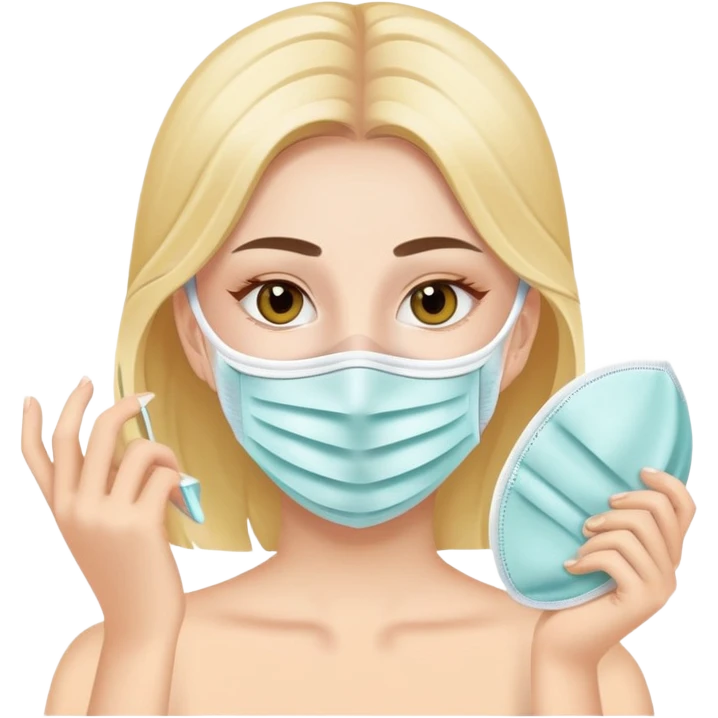 girl applying face mask emoji