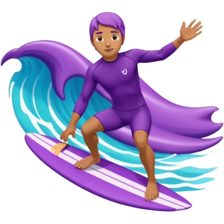 glitter surfer purple surf in wave ocean cian emoji
