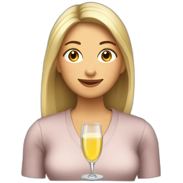 mujer vestida de juez claro liso con botella y  copa de champaña emoji
