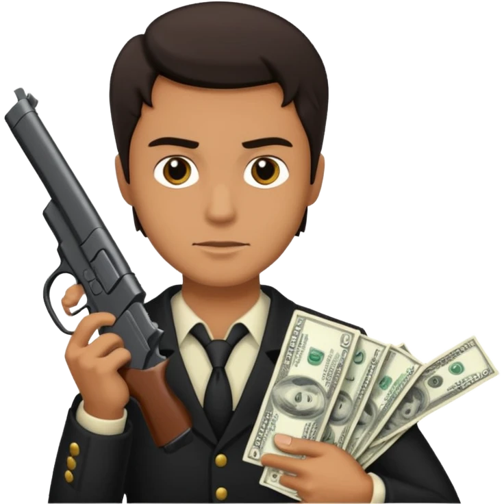 Mafia holding gun and money emoji