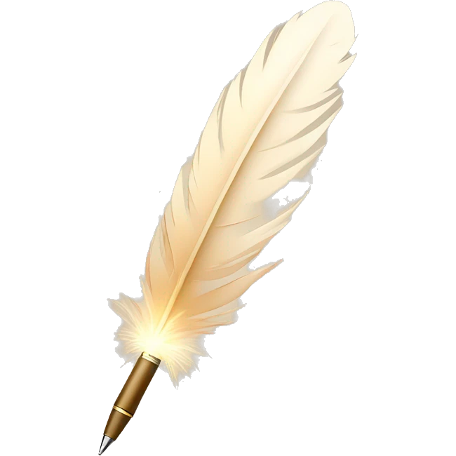 A glowing feather pen in beige emoji