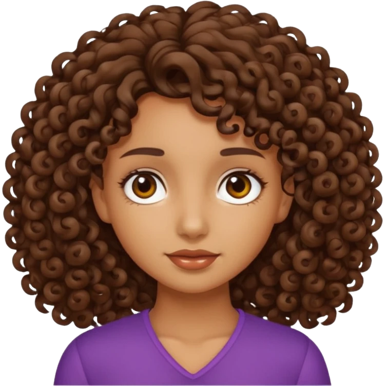 Una chica morena de cabello rizado emoji