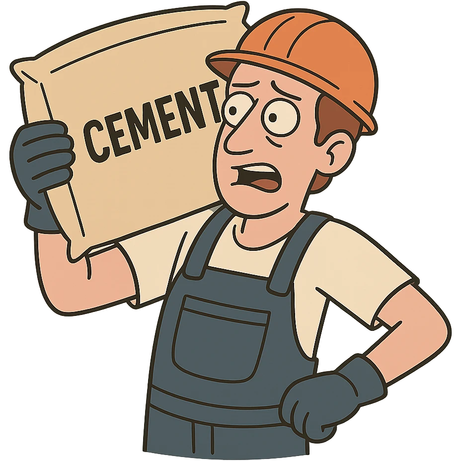 flat cement bag, minimal shading, construction emoji