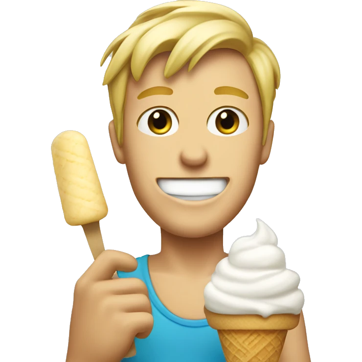 Blond guy eating cream ice cream emoji