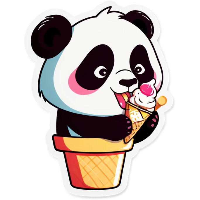 Panda eating ice cream emoji