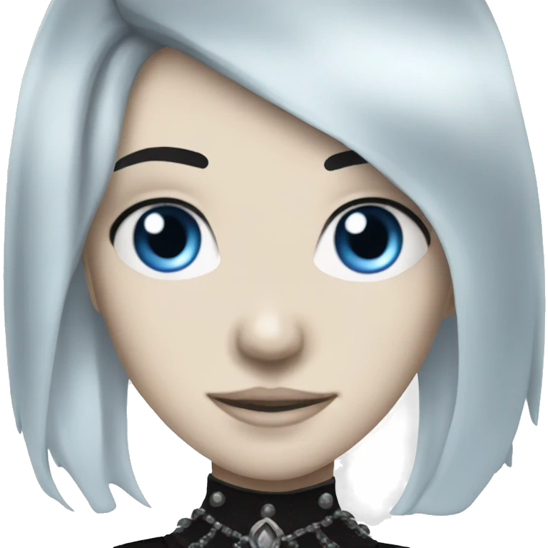 smiling goth princess black hair blue eyes emoji
