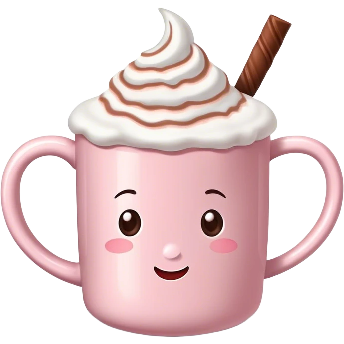 Light Pink mug of hot chocolate with marshmallows  emoji