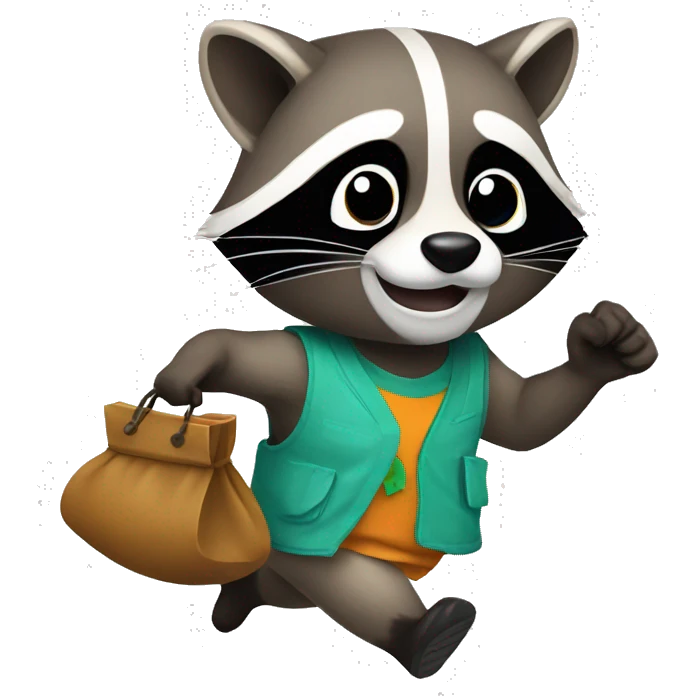 Raccoon runs with a with moneybag emoji