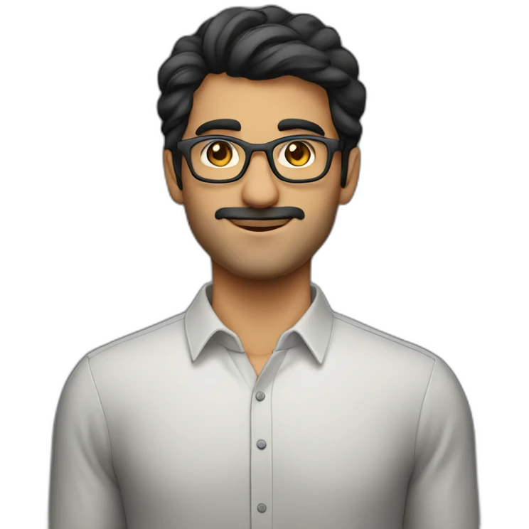 Persian guy, nerd, gay, without glasses emoji