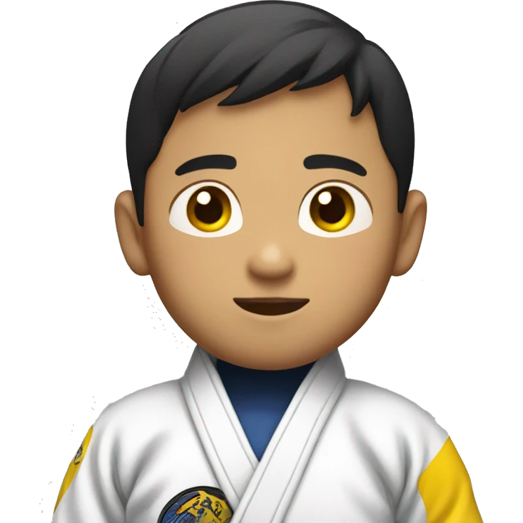 Asian boy wearing jiujitsu gi with a yellow belt  emoji