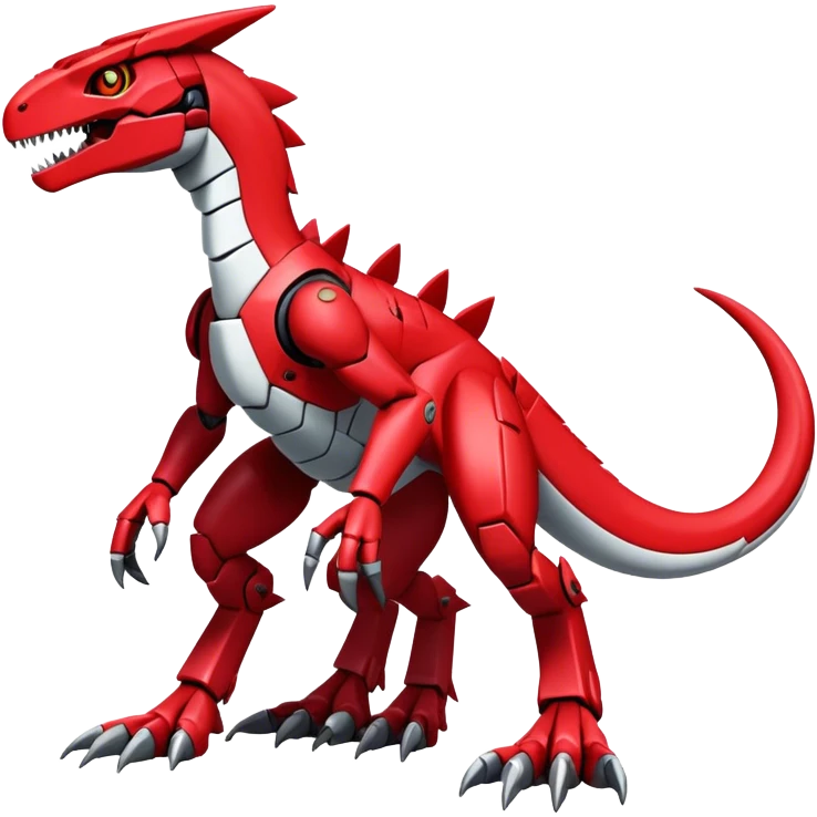  Cool Edgy Futuristic Red Digimon-Fakemon-Guilmon-Velociraptor-Mecha full body emoji