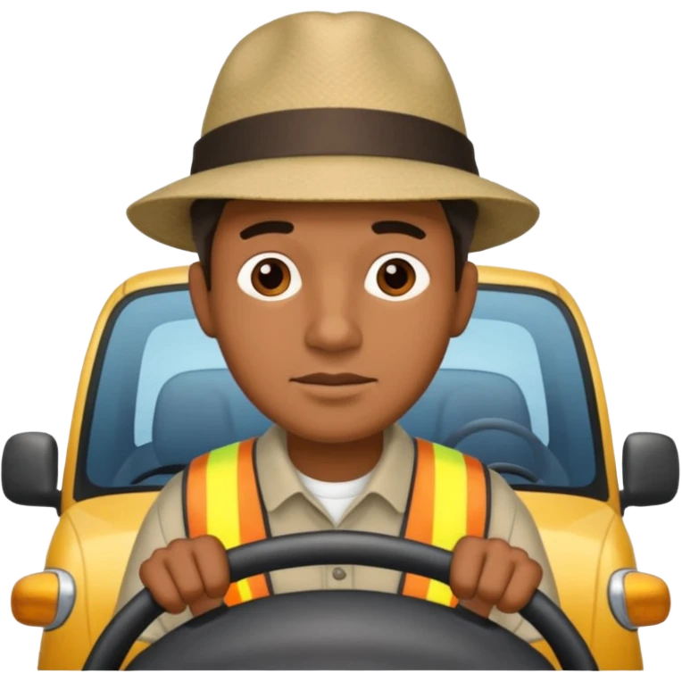 homme créole réunionnais  avec chapeau embouteillage route  emoji
