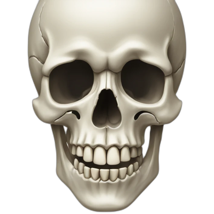 Frontal view of the skull crying emoji