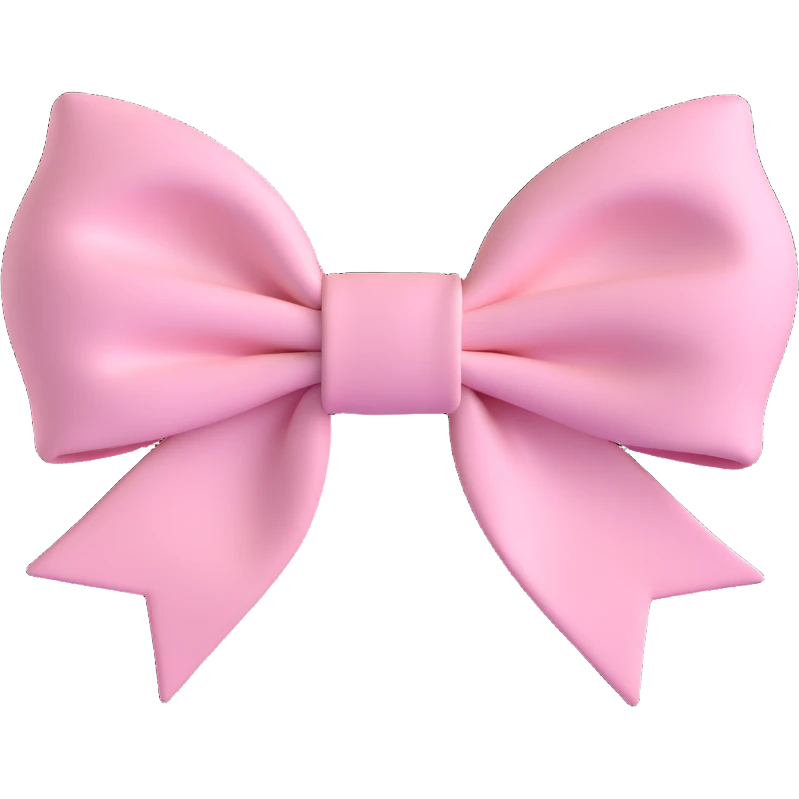 3D emoji style bow, pastel pink, soft and plush emoji