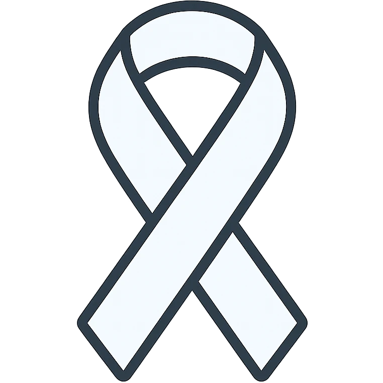 simple white ribbon icon, modern style, transparent background emoji