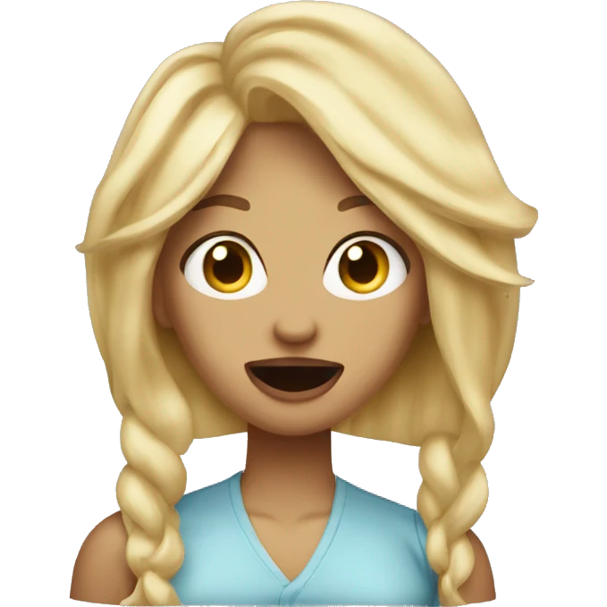 A woman with blonde hair sticking her tongue out  emoji