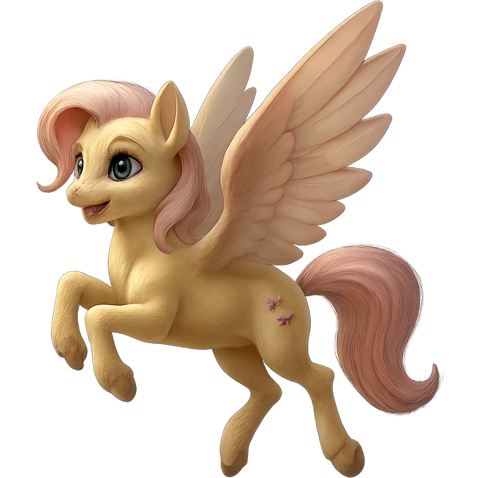 Remove the background and keep only Fluttershy in a realistic style, preserving transparency. Focus on realistic details and natural colors for Fluttershy. emoji