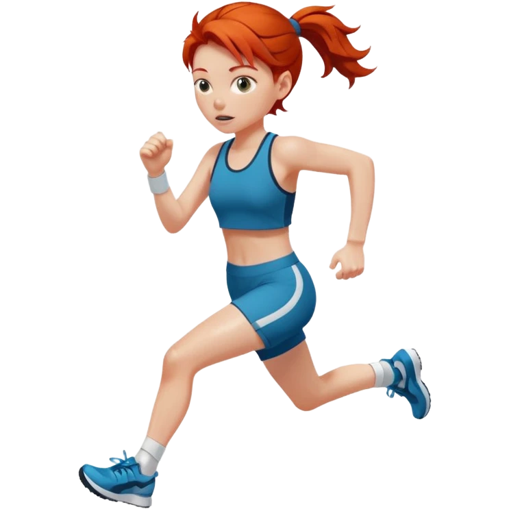 create a redhead girl dressed in a matching set running emoji