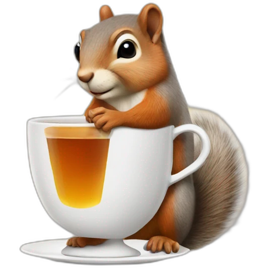 British squirrel with cup of tea emoji