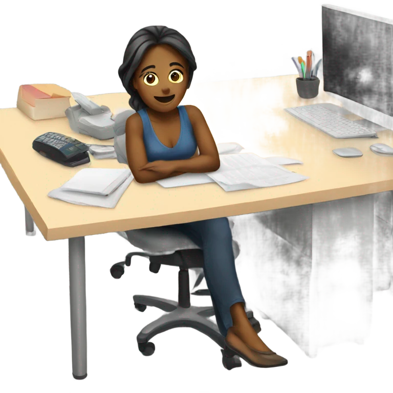 Woman under desk emoji