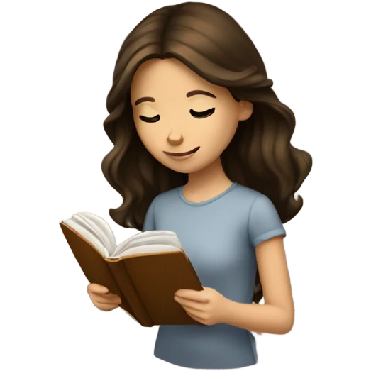 Brunette girl reading a book emoji