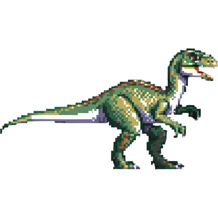 Velociraptor in hunting pose, prehistoric dinosaur emoji