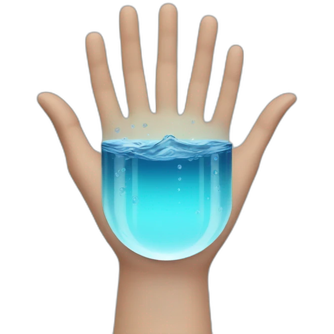 Little Water in human hand palm emoji