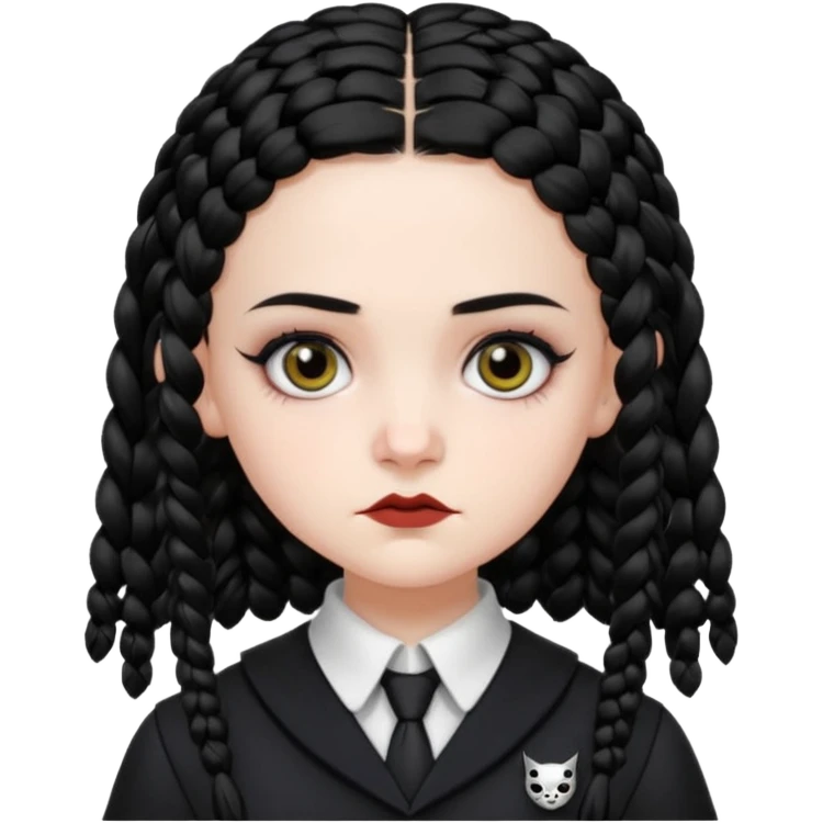 wednesday addams face with 2 braids in her nevermore high uniform emoji