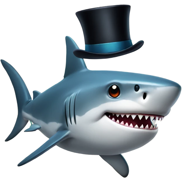 Shark with a top hat emoji