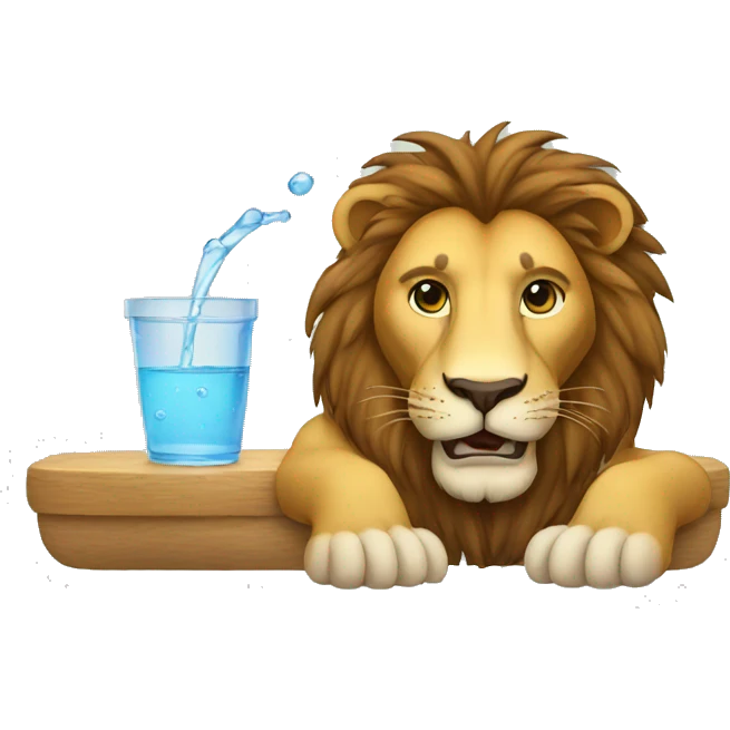 lion with cup of water emoji