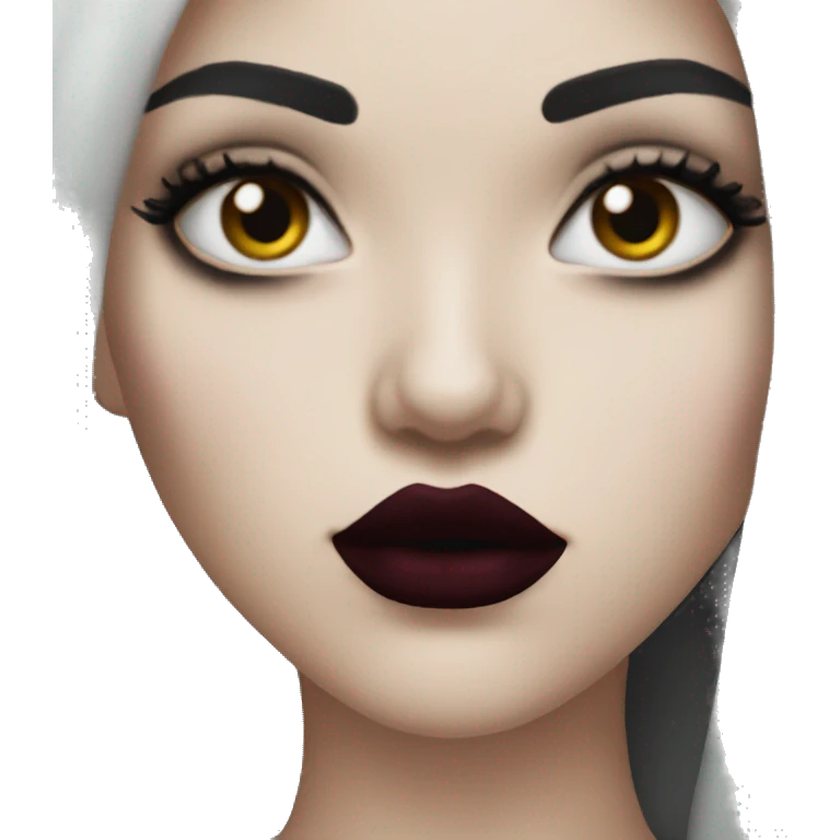 goth girl with red burgundy lipstick  emoji